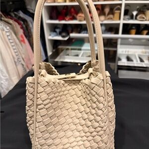 Anthropologie Cream Woven Shoulder Bag